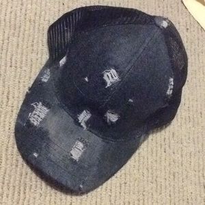 Black distressed hat